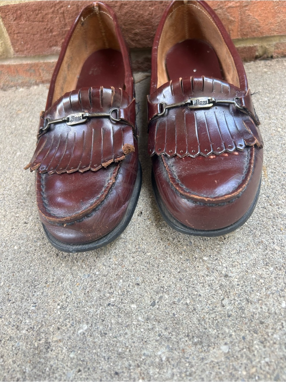 VTG GH Bass Weejuns Oxblood Leather Kiltie Tassel Loafer Horsebit Flat Sz 8.5AA